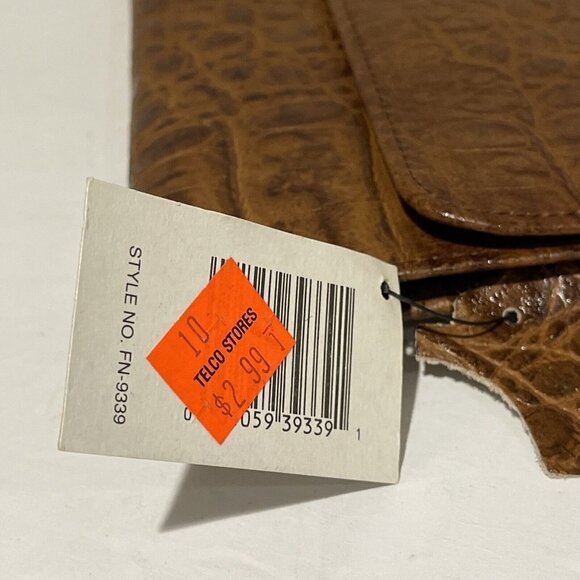 VTG Fina Leather Goods Wallet Bifold Card Slots, Check Book Croc Embossed 70s - Picture 6 of 8